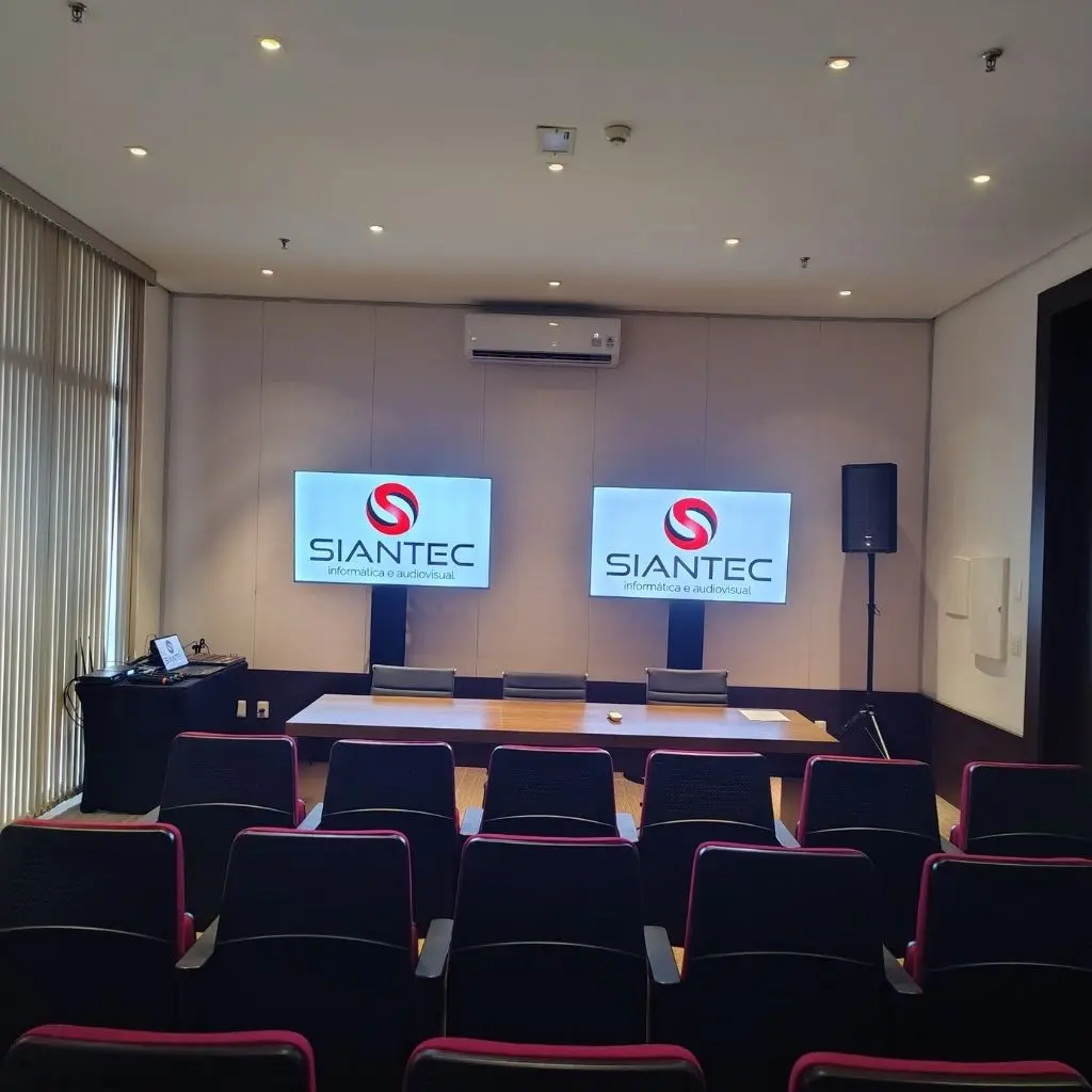 Locação de telas de TV em auditório corporativo em Ribeirão Preto